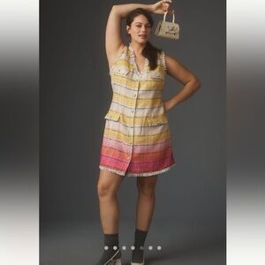 Anthropologie Maeve Sleeveless Tweed Mini Dress